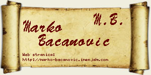 Marko Bacanović vizit kartica